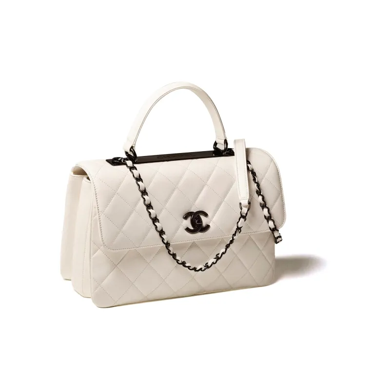 CHANEL Trendy Cc Sheepskin Flap Bag Handbag Tubas Women's Black/White-1