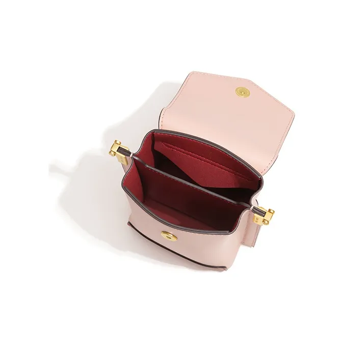 Gong Xuan Cow Leather Cell Phone Pouch Regular Women's Red & Light Pink-5