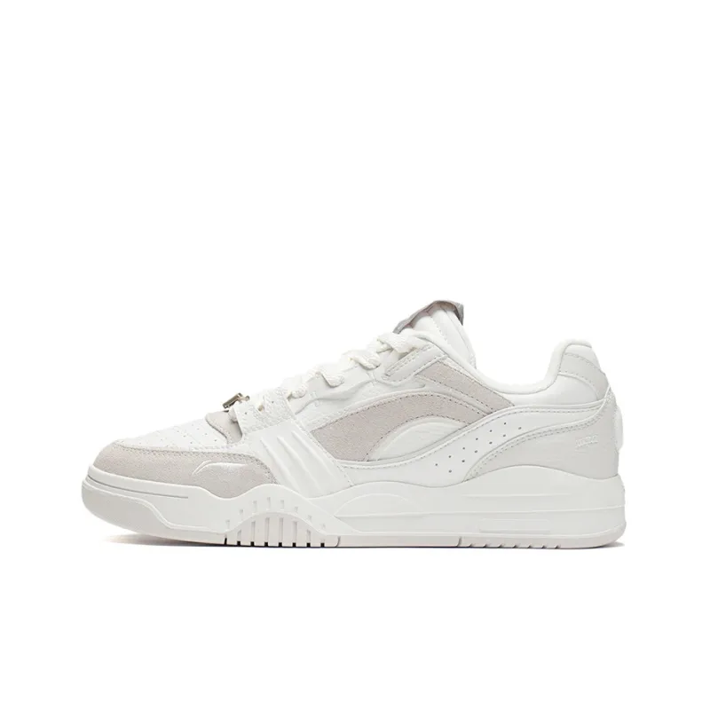 LiNing Yuebai Thermal Slip Resistant Low Top Skateboard Shoes Men's Mist White-0