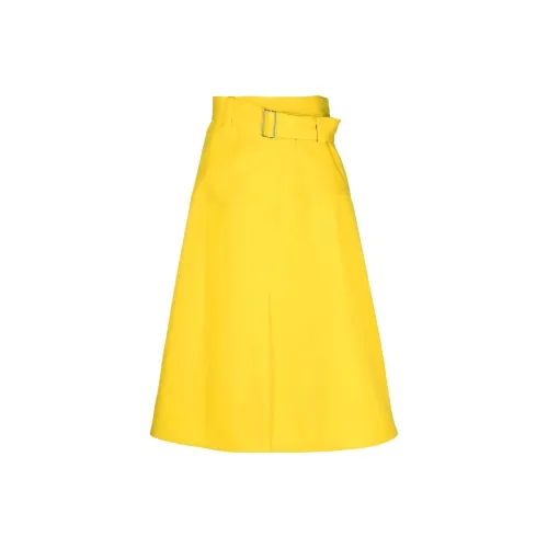 JIL SANDER Belted Wool Midi Skirt