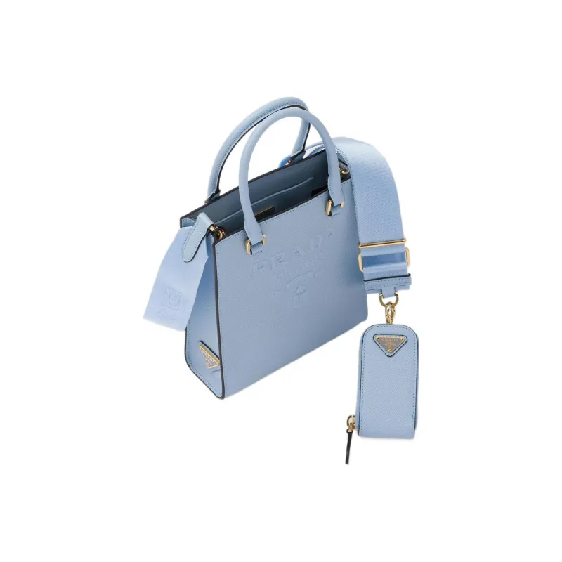 PRADA Saffiano Leather Shoulder Bag, Crossbody Bag, Handbag Small Size Women's Sky Blue-2