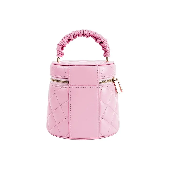 CHANEL 22SS Shiny Lambskin Makeup Bags Handbags Large Size Women's Pink-2