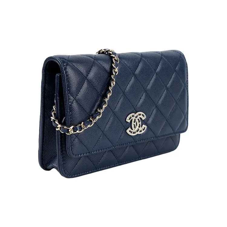 CHANEL WOC Caviar Cow Leather Shoulder Bag, Crossbody Bag Women's Dark Blue-1