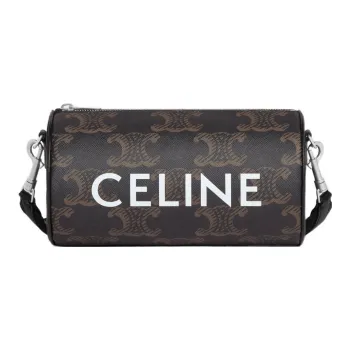 CELINE Cow Leather Binding Cylinder Bag Crossbody Bag Shoulder Bag Men's Black