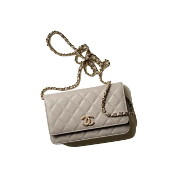 CHANEL Grain Embossed Calfskin Shoulder Bag, Crossbody Bag, Wallet Women's Gray