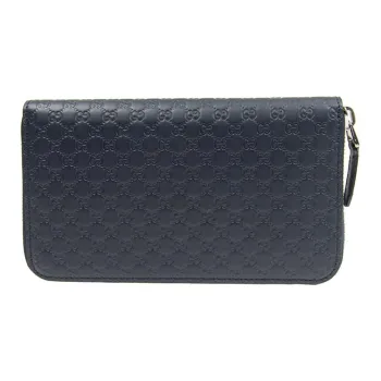 GUCCI Cow Leather Clutch Wallet Regular Men's Dark Blue