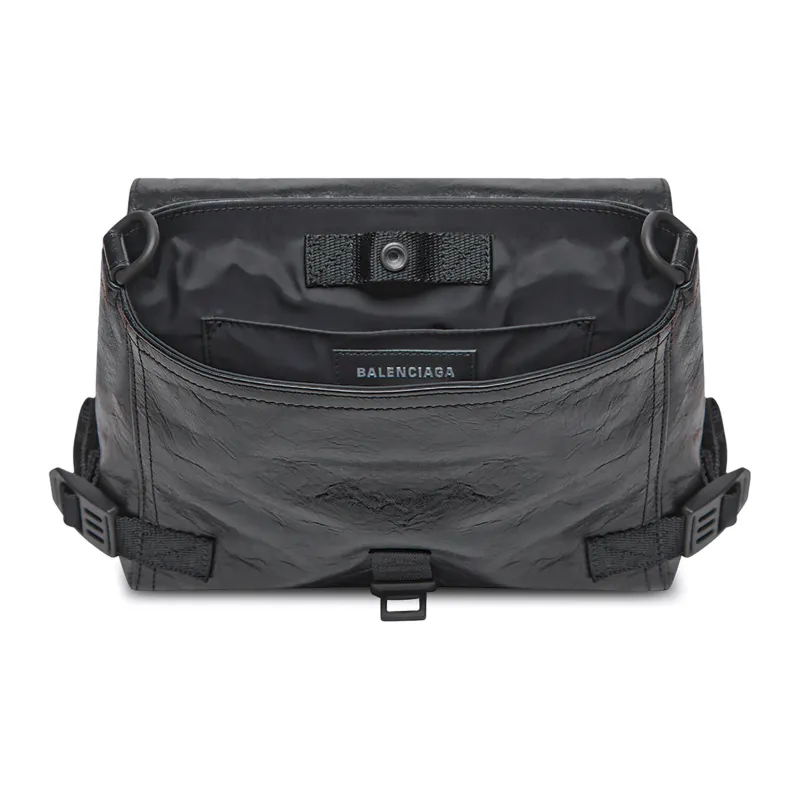 Balenciaga Army Sheepskin Messenger Bag Shoulder Bag Crossbody Bag Handbag Small Size Men's Black-4