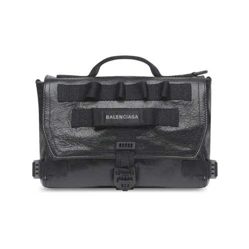 Balenciaga Army Sheepskin Messenger Bag Shoulder Bag Crossbody Bag Handbag Small Size Men's Black