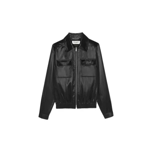 SAINT LAURENT Leather Jackets Men Black