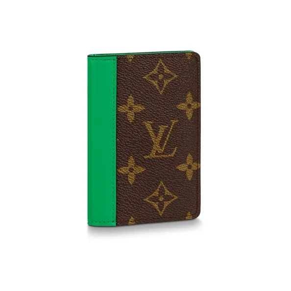 LOUIS VUITTON Pocket Organizer Monogram Macassar Minty Green-0