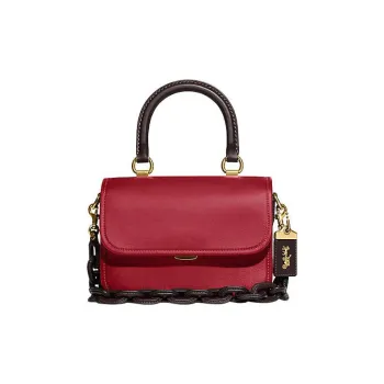 COACH Rogue Cow Leather Small Square Bag, Shoulder Bag, Crossbody Bag, Handbag Small Size Women's Red