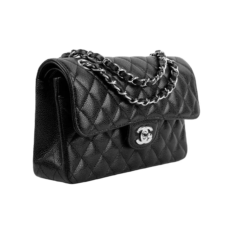 CHANEL Classic Flap CF Grain Embossed Cow Leather Flap Bag, Shoulder Bag, Crossbody Bag Trumpets Women's Black-1