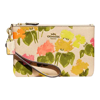 COACH Wristlet Polished Soft Stone Leather Card Holders Wrist Bags Clutches Small Size Women's Ivory White