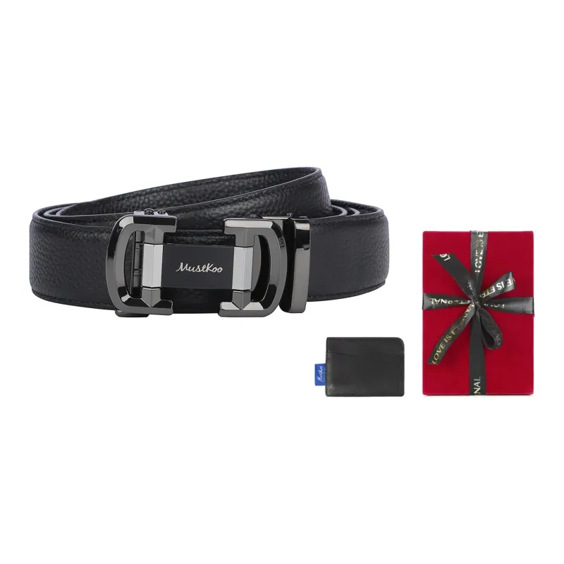 MUSTKOO Cow Leather Belts Men's 3.4cm-4
