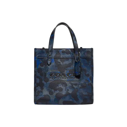 COACH Field Cow Leather Handbag Shoulder Bag Crossbody Bag Small Size Women's Dark Blue & Black