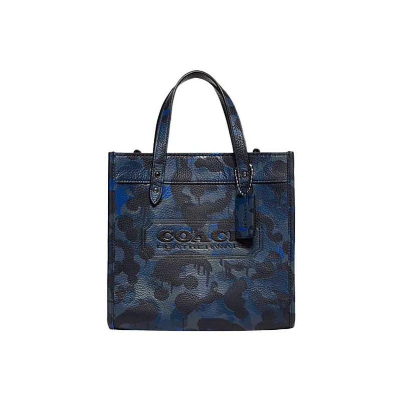 COACH Field Cow Leather Handbag Shoulder Bag Crossbody Bag Small Size Women's Dark Blue & Black-0
