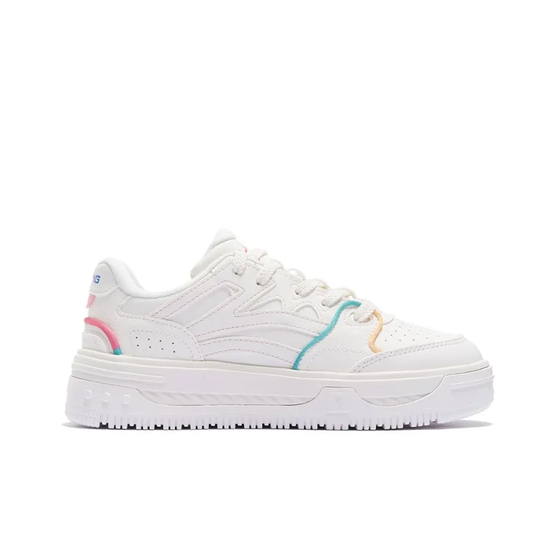 LiNing Drifting Lightweight Low Top Skateboard Shoes Women's Mist White-1