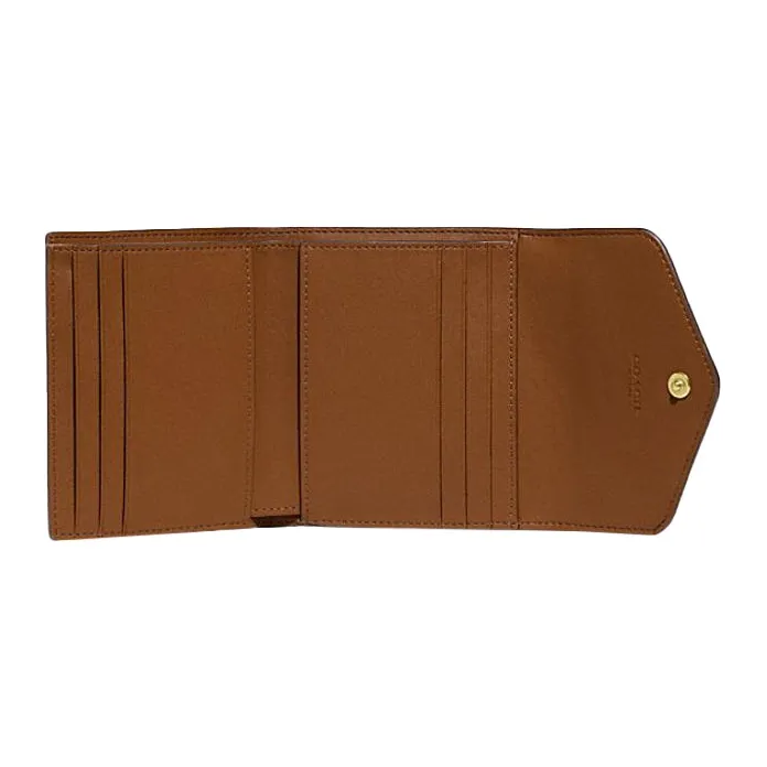 COACH Wyn Pebbled Cow Leather Card Holder Wallet Small Size Women's Beige-2