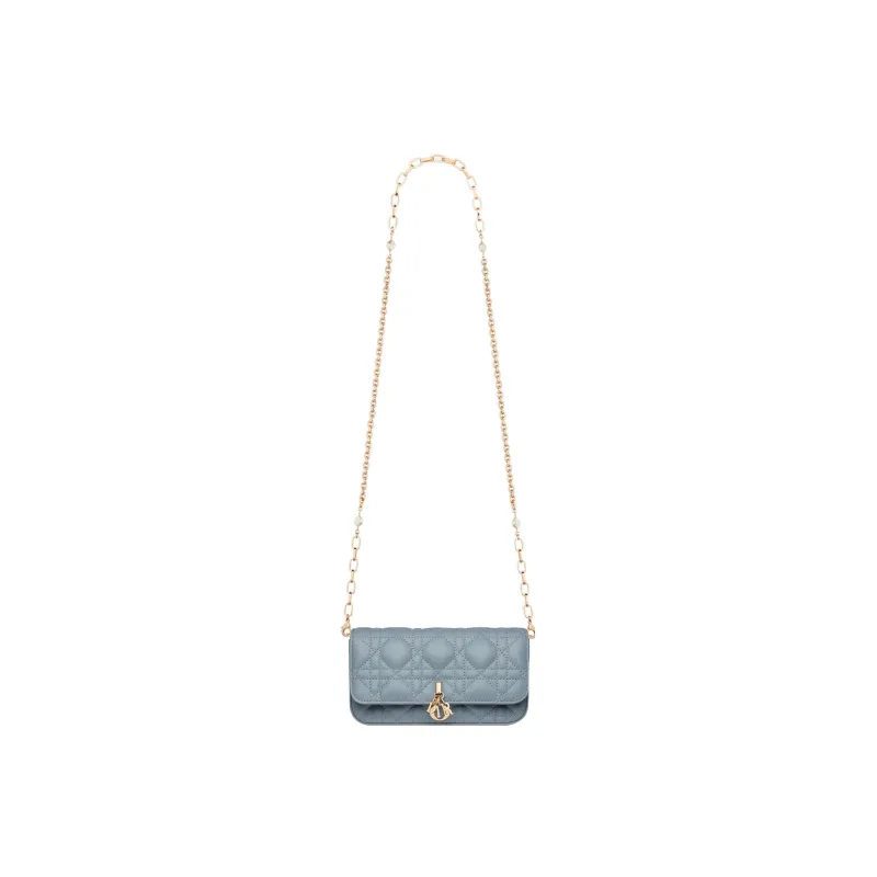 DIOR Lady Dior Sheepskin Handheld Crossbody Bag Shoulder Bag Women's Powder Blue-4