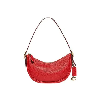 COACH Luna Pebbled Leather Handbag Shoulder Bag Women's Red