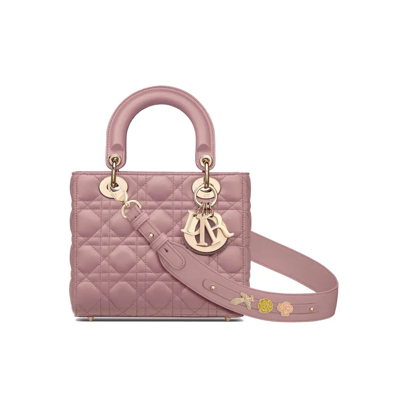 DIOR Lady Dior Sheepskin Tote Bag, Shopping Bag, Shoulder Bag, Crossbody Bag, Handbag Trumpets Women's Vintage Pink-0