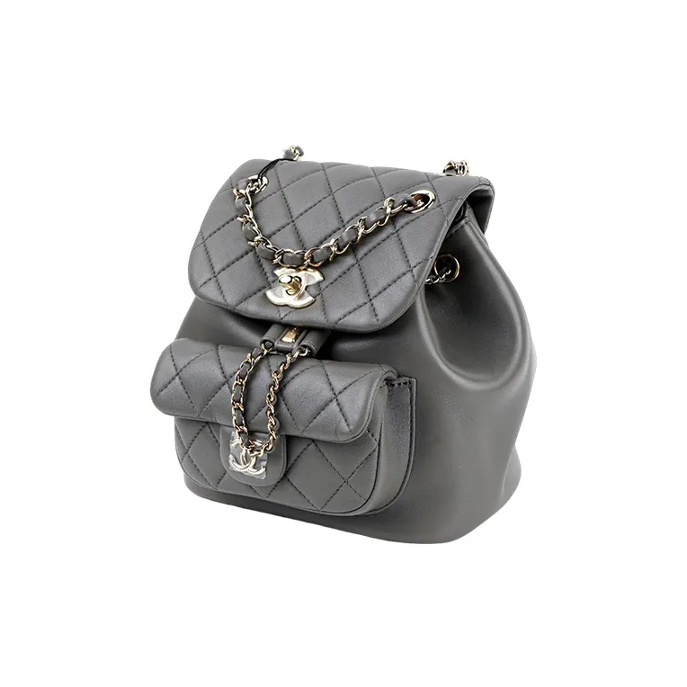 CHANEL Duma Sheepskin Backpack Women's Gray-1