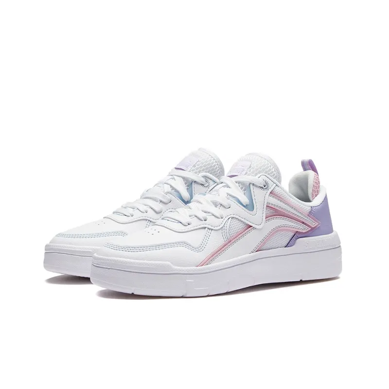 LiNing Lite Slip Resistant, Abrasion Resistant, Lightweight Low Top Skateboard Shoes Women's White Pink Purple-2