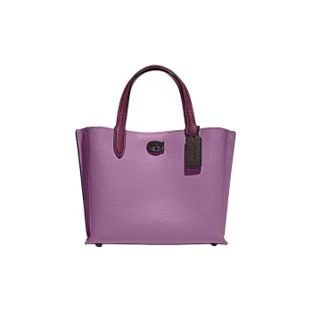 COACH Willow Split Cow Leather Tote Bag, Shopping Bag, Shoulder Bag, Crossbody Bag, Handbag Medium Size Women's Purple