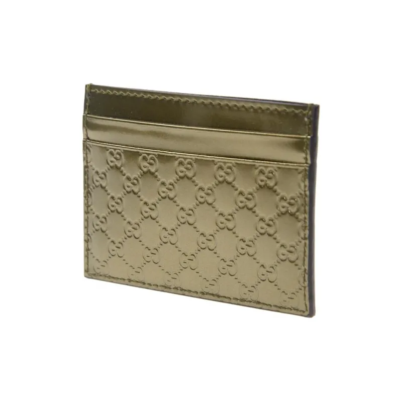 GUCCI Patent Leather Card Clip Card Holder Women's Gold-1