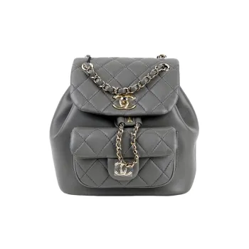 CHANEL Duma Sheepskin Backpack Regular Women's Gray