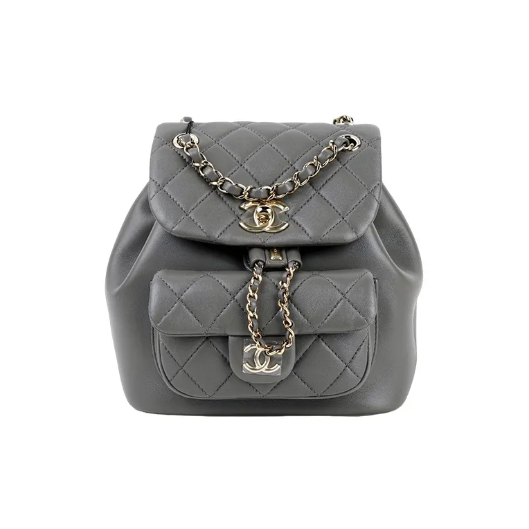 CHANEL Duma Sheepskin Backpack Women's Gray-0