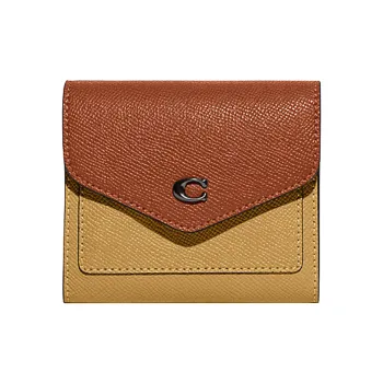 COACH Wyn Split Cow Leather Document Wallet Card Holder Coin Purse Small Size Women's Coffee & Brown