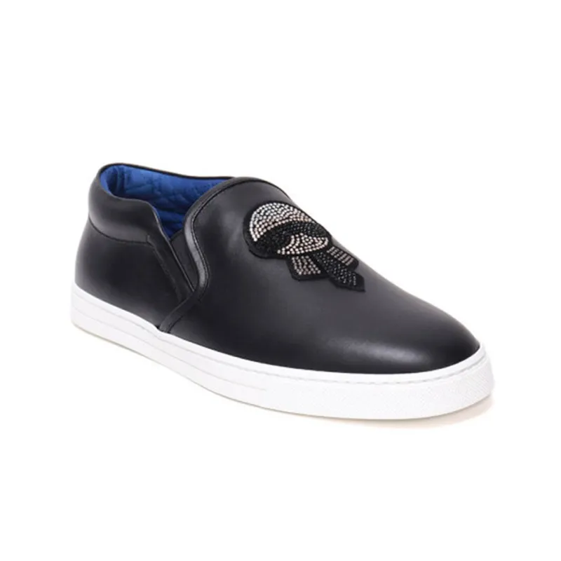 FENDI Low Top Stylish Skateboarding Shoes With Round Tips Men's Black-2