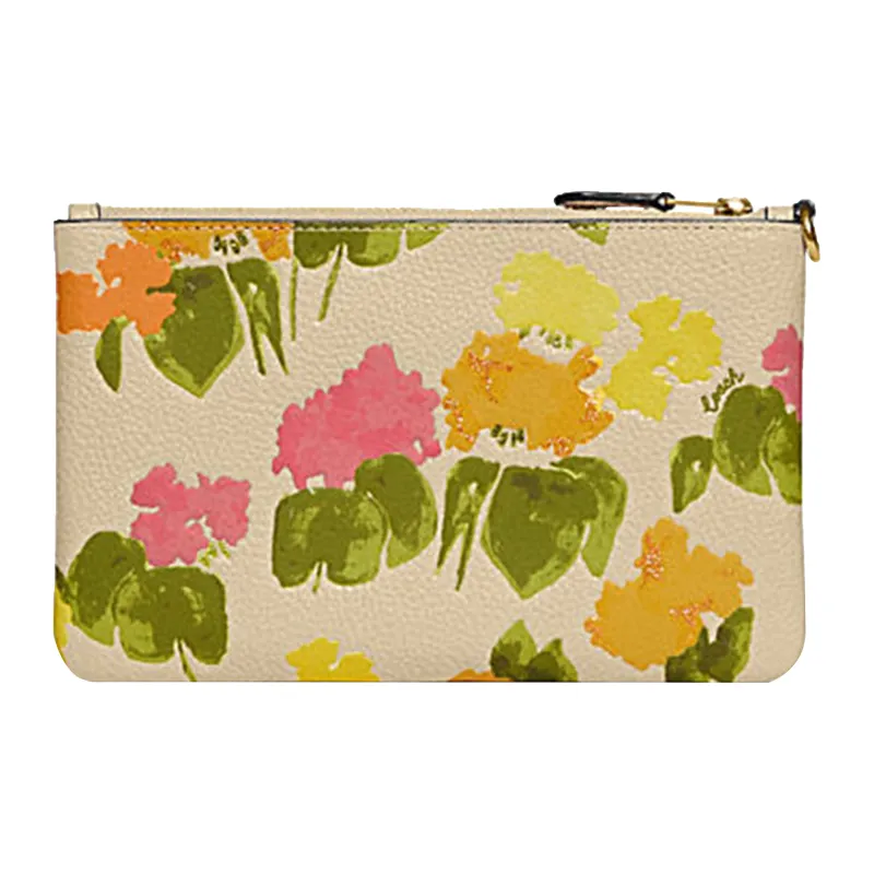 COACH Wristlet Polished Soft Stone Leather Card Holders Wrist Bags Clutches Small Size Women's Ivory White-1