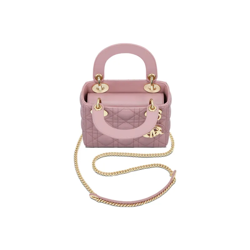 DIOR Lady Dior Sheepskin Dior Bag Shoulder Bag Crossbody Bag Handbag Women's Vintage Pink-2