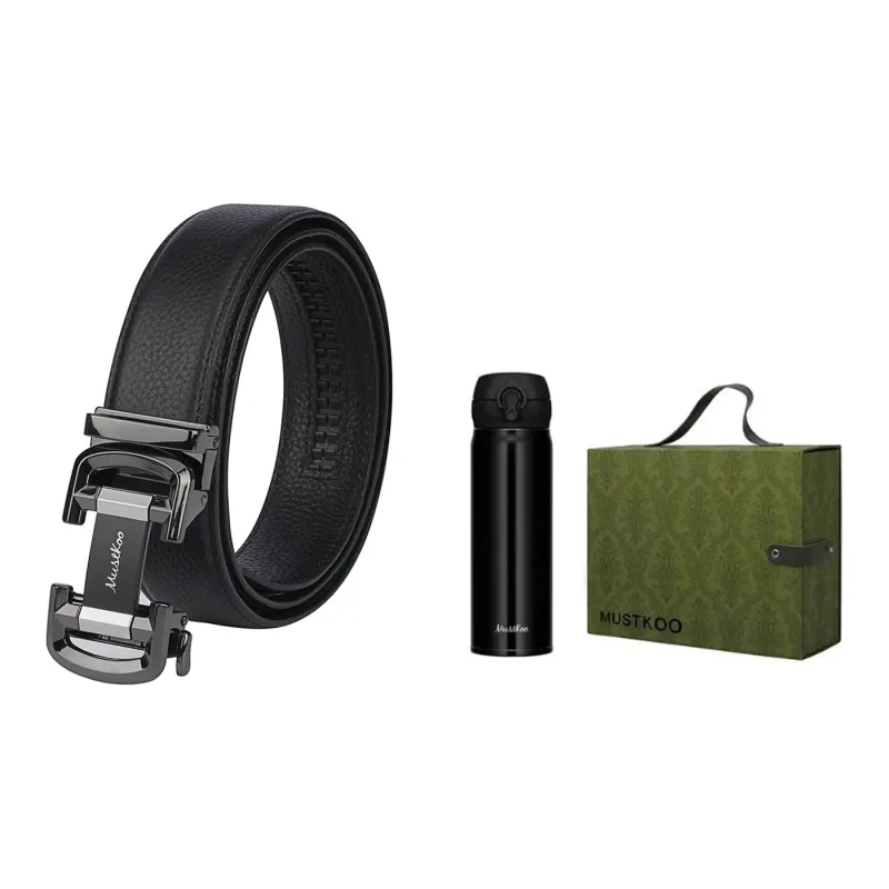 MUSTKOO Cow Leather Belts Men's 3.4cm-5