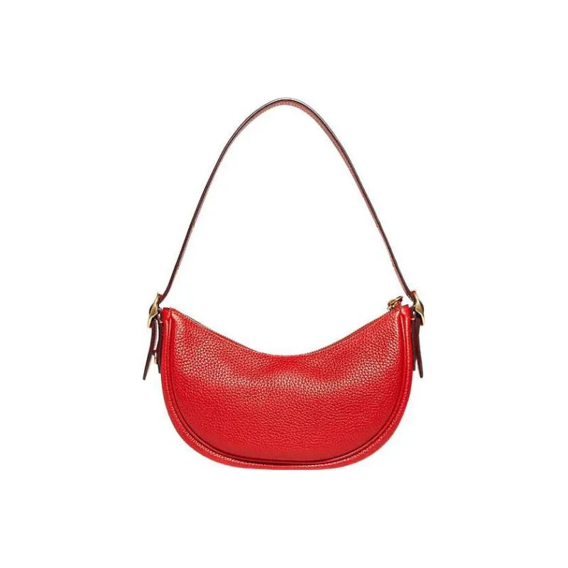 COACH Luna Pebbled Leather Handbag Shoulder Bag Women's Red-1