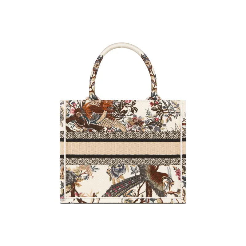 DIOR BookTote Embroidery Tote Bag, Shopping Bag, Handbag Trumpets Women's Milk White-2