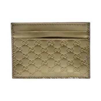 GUCCI Patent Leather Card Clip Card Holder Women's Gold