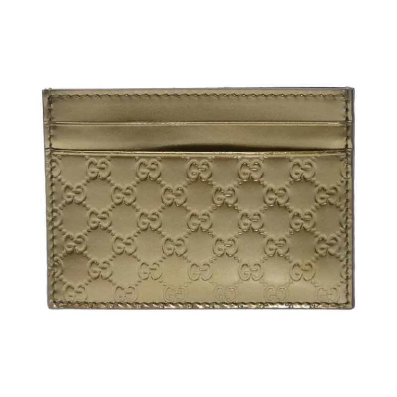 GUCCI Patent Leather Card Clip Card Holder Women's Gold-0