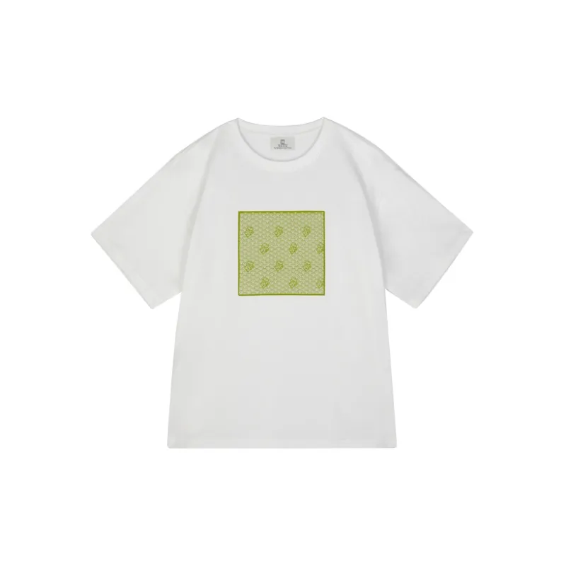 Cheng Jin Yi Bureau Elbow-Length Sleeved T-Shirt Unisex White-0