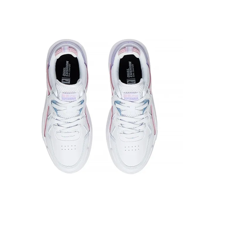 LiNing Lite Slip Resistant, Abrasion Resistant, Lightweight Low Top Skateboard Shoes Women's White Pink Purple-3