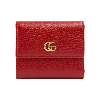 GUCCI GG Marmont Leather Wallet Women's Red