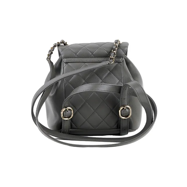 CHANEL Duma Sheepskin Backpack Women's Gray-2