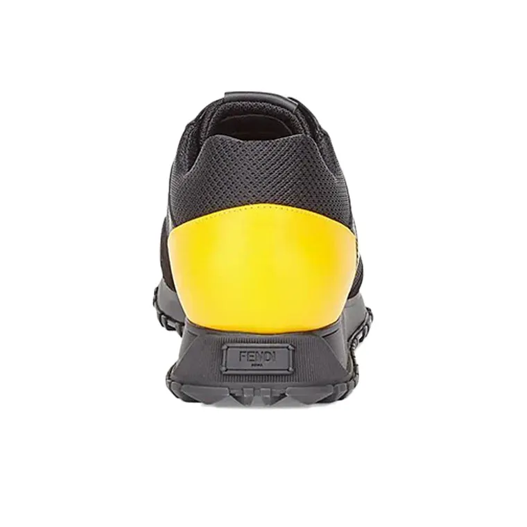 FENDI Low Top Casual Shoes Men's Black Yellow-4