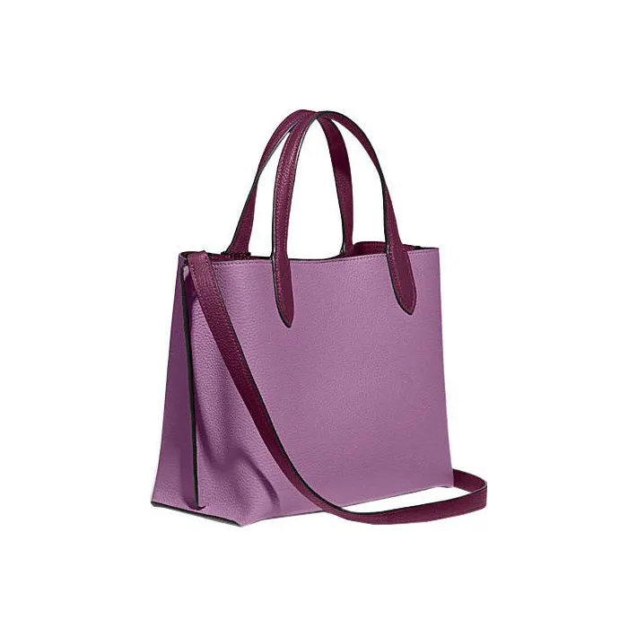 COACH Willow Split Cow Leather Tote Bag, Shopping Bag, Shoulder Bag, Crossbody Bag, Handbag Medium Size Women's Purple-1