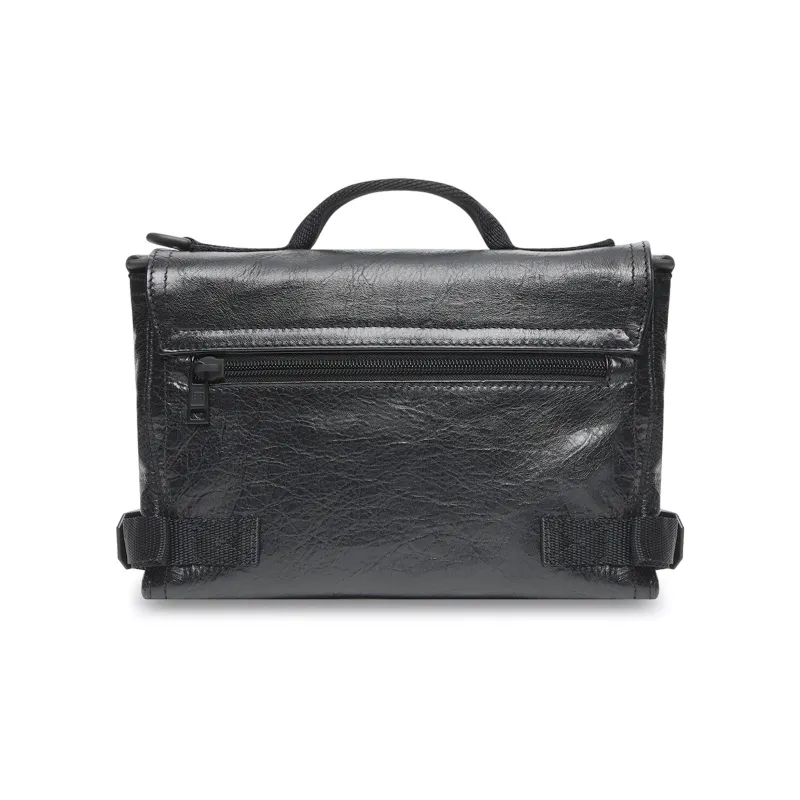 Balenciaga Army Sheepskin Messenger Bag Shoulder Bag Crossbody Bag Handbag Small Size Men's Black-3