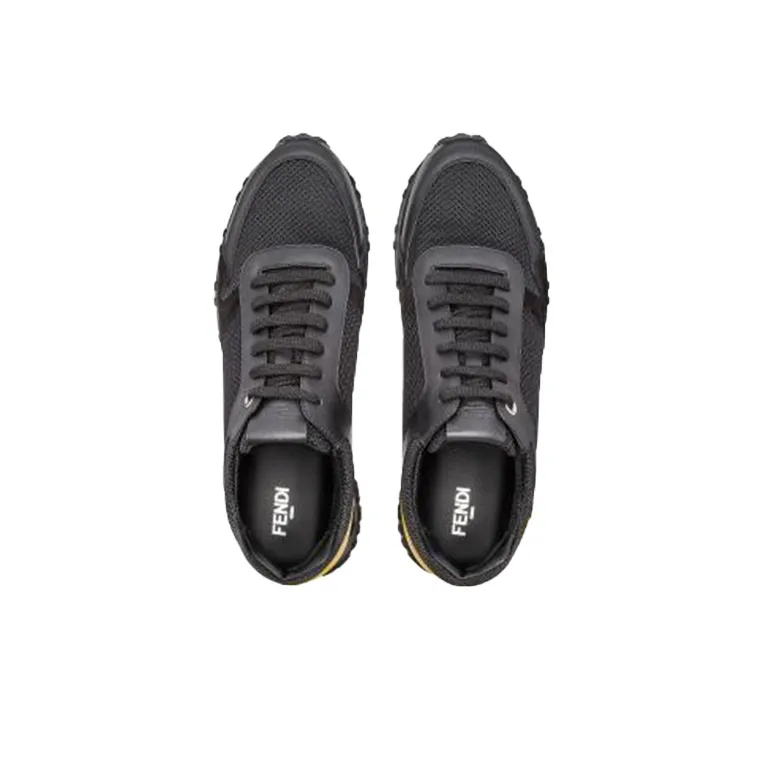 FENDI Low Top Casual Shoes Men's Black Yellow-3
