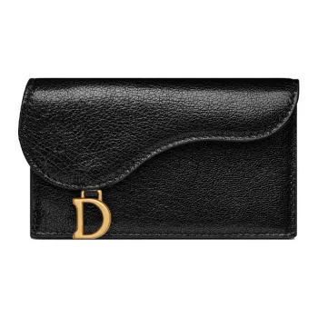 DIOR Goatskin Card Holder Women's Black