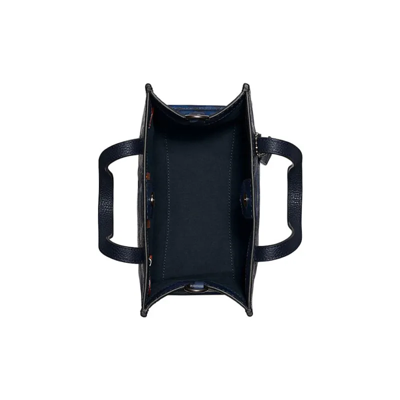 COACH Field Cow Leather Handbag Shoulder Bag Crossbody Bag Small Size Women's Dark Blue & Black-3
